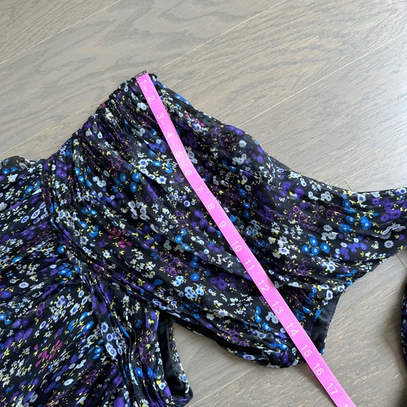 Ieena for Mac Duggal One Shoulder Floral Gown Maxi Dress Purple Chiffon Size 4 - Picture 10 of 13